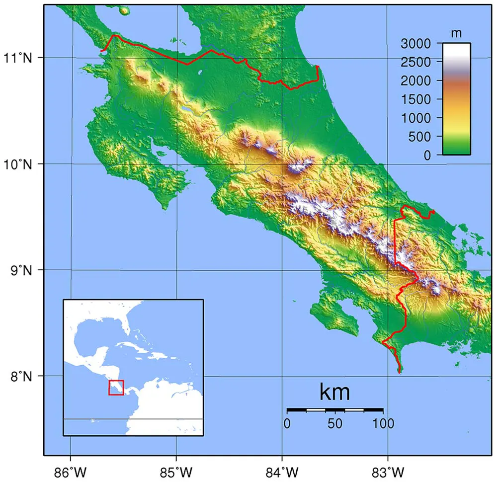 Topography Costa Rica